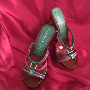 Multicolor wooden heels